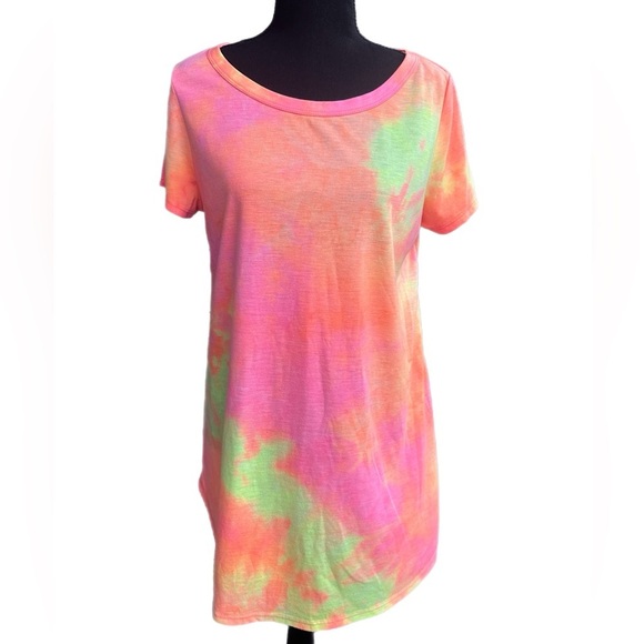 Coral Tie Dye‎ High Low Top - Picture 3 of 6